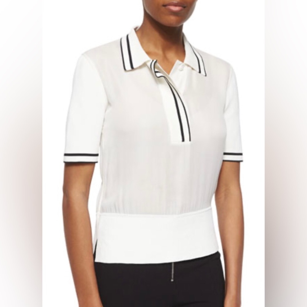 RAG & BONE Dana Striped-Trim Polo. Size M